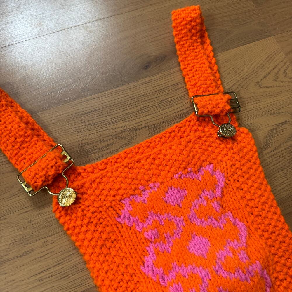 Women's Vintage 1970's Bright Orange Handmade Knit Bright Orange Top Sz Small - Picture 2 of 6
